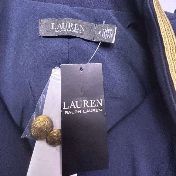 NWT Lauren Ralph Lauren Metallic Trim Twill Military Jacket ⚓️ Nautical Navy 16 - Picture 12 of 16